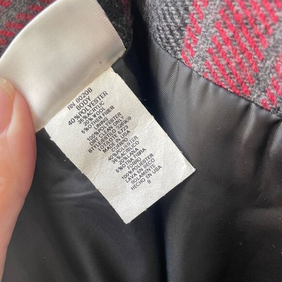 NWT CC Hughes Wool Blend Plaid Red Grey Pencil Skirt 8 - Picture 6 of 6